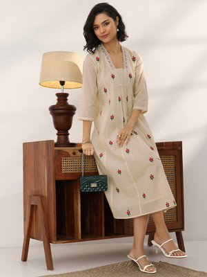 LIBAS Women Printed A-line Kurta(White)