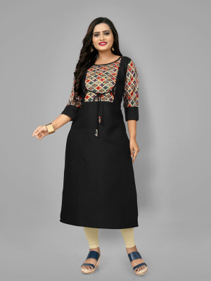 Fabriza Women Solid A-line Kurta(Black)