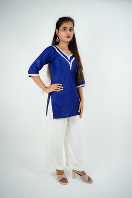MAVI Collection Women Solid Straight Kurta(Blue)