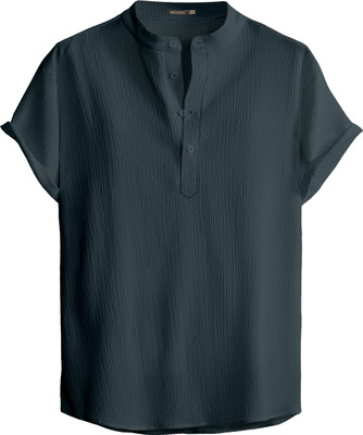Webric Men Self Design Straight Kurta(Grey)