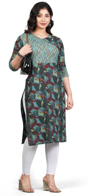 Mishwara Women Self Design Straight Kurta(Green)