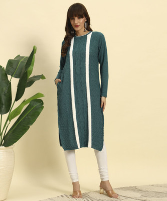 KILVESTED Women Colorblock Straight Kurta(Multicolor)