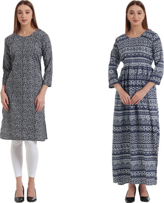 HouseOfCommon Women Solid A-line Kurta(Grey)