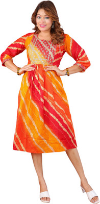 Parth Fashion Women Printed Straight Kurta(Red)