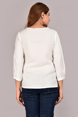 MEERANSHI LIVING Women Solid Straight Kurta(White)