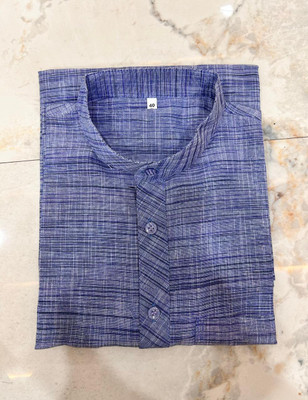 R N Enterprises Men Self Design Straight Kurta(Blue)