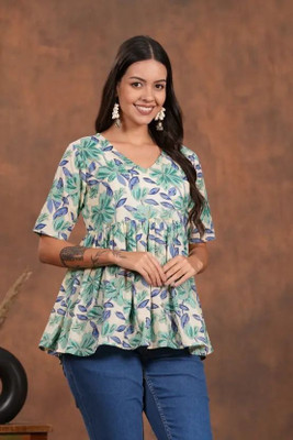 ARZOO Casual Floral Print Women Grey Top