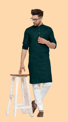 VINAARI Men Solid A-line Kurta(Green)