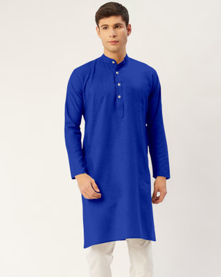 CHIRASVI Men Solid Straight Kurta(Dark Blue)