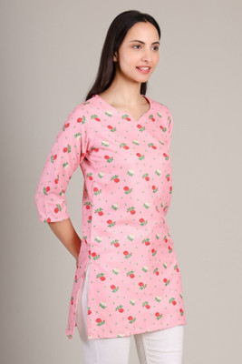 StyloQueen Women Printed A-line Kurta(Pink)