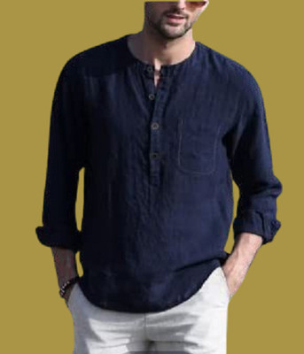 ZAKOD Men Solid A-line Kurta(Dark Blue)