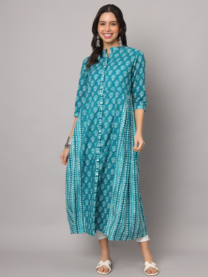 SUBAGI FASHION Women Floral Print A-line Kurta(Light Green)