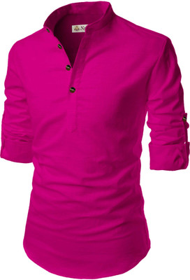 Navkanj Men Solid A-line Kurta(Pink)