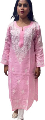 Sidra handicraft Women Embroidered Straight Kurta(Pink)