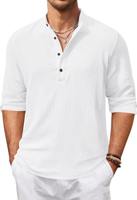 HEMADHAV Men Solid Straight Kurta(White)