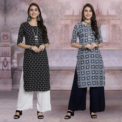 Moda Rapido Women Printed Straight Kurta(Multicolor)