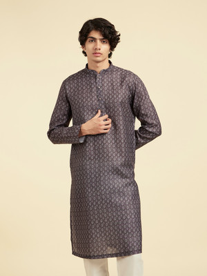 DIWAS by Manyavar Men Printed Straight Kurta(Brown)