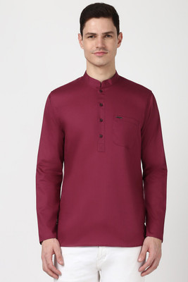 PETER ENGLAND Men Solid Straight Kurta(Maroon)