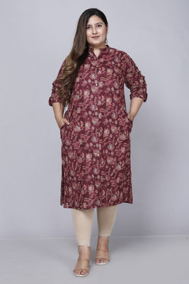 Gs Fashions Women Printed A-line Kurta(Maroon)