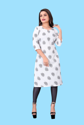 Tulsii Fab Women Printed Anarkali Kurta(White)