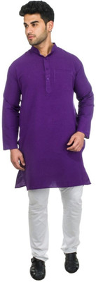 DESHBANDHU KHADI Men Solid Straight Kurta(Purple)
