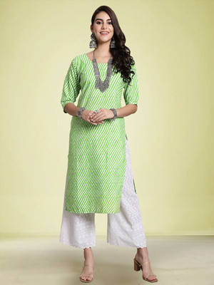 Moda Rapido Women Printed Straight Kurta(Green)