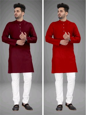 click n buy Men Solid Straight Kurta(Multicolor)