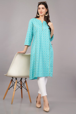 Avaasa by Shruthi Women Embroidered Flared Kurta(Light Blue)
