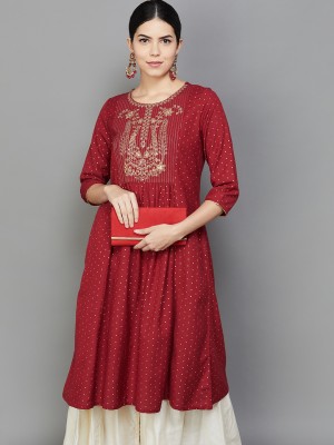 Melange by Lifestyle Women Printed A-line Kurta(Red)