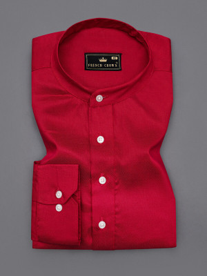 french crown Men Solid Straight Kurta(Red)