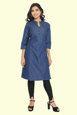 SK Creation Women Solid Straight Kurta(Dark Blue)