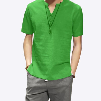 Super Westan Men Solid Straight Kurta(Green)