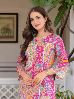 Nayasi Women Printed Straight Kurta(Multicolor)