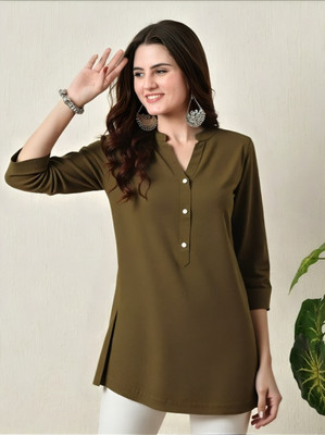 PP Vastram Women Solid A-line Kurta(Green)