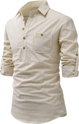 TrendiVastra Men Solid A-line Kurta(Beige)