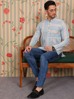 Ode by House of Pataudi Men Solid Straight Kurta(Multicolor)