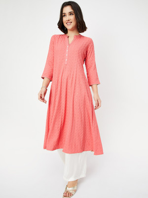 MAX Women Embroidered Straight Kurta(Pink)