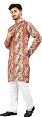 DHASU TRENDZ Men Printed Straight Kurta(Multicolor)