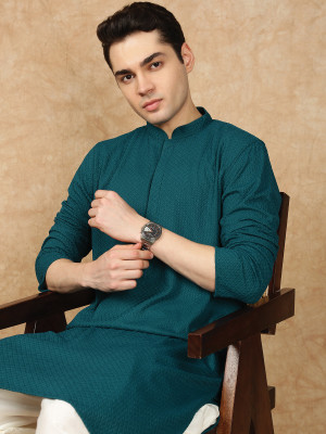 Sanwara Men Floral Print Ethnic Dress Kurta(Light Blue)