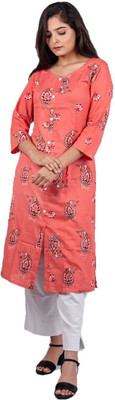 HouseOfCommon Women Self Design A-line Kurta(Pink)