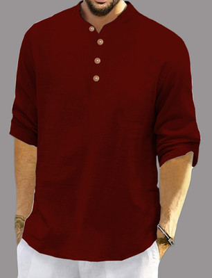 Vida Loca Men Solid Casual Maroon Shirt