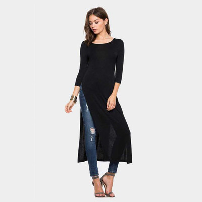 ShopKurti Women Printed Straight Kurta(Black)