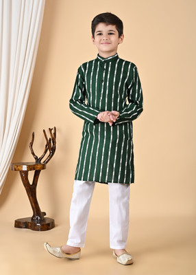 Anaya Azrin Boys Printed A-line Kurta(Green)