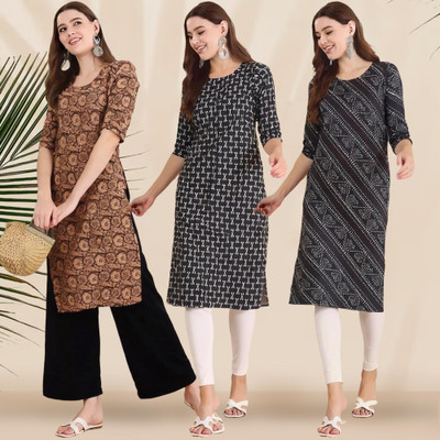 EthnicBasket Women Printed Straight Kurta(Multicolor)