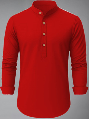 Navkanj Men Self Design Straight Kurta(Red)