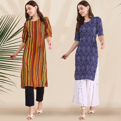 EthnicBasket Women Printed Straight Kurta(Multicolor)