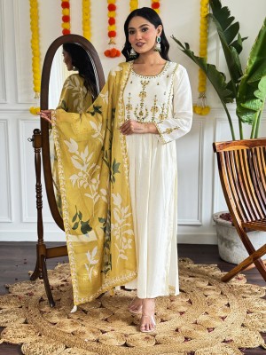 jinax Embroidered Kurta, Palazzo & Dupatta Set