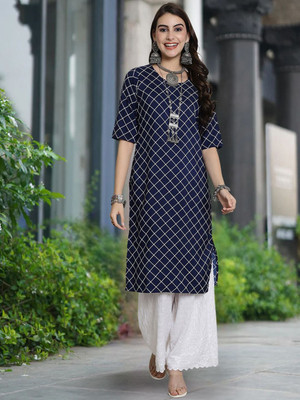 Moda Rapido Men Geometric Print Straight Kurta(Black)