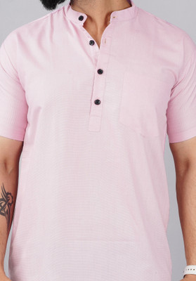 ADITYA TRADE LINK Men Solid Straight Kurta(Pink)