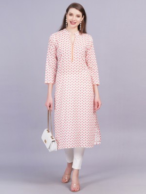 Highlight fashion export Women Floral Print Straight Kurta(Pink)